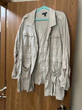 Torrid Light Beige Utility Jacket with Buttoned Pockets